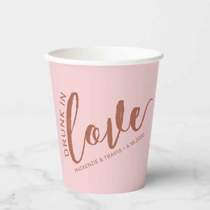 Bachelorette Bridal Shower Drunk in Love Pink Paper Cups | Zazzle.com