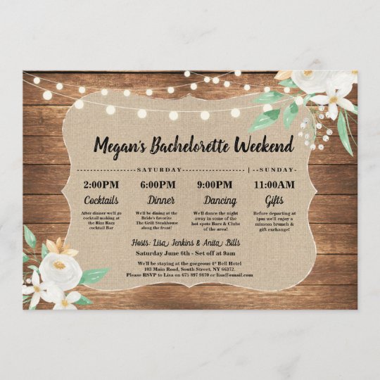 Bachelorette Bridal Shower Itinerary Wood White Program Zazzle Com