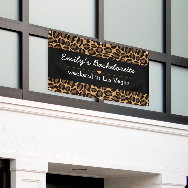 Bachelorette Bride Boujee Trendy Leopard Print  Banner (Outside Building)