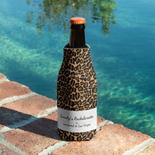 Bachelorette Bride Boujee Trendy Leopard Print  Bottle Cooler