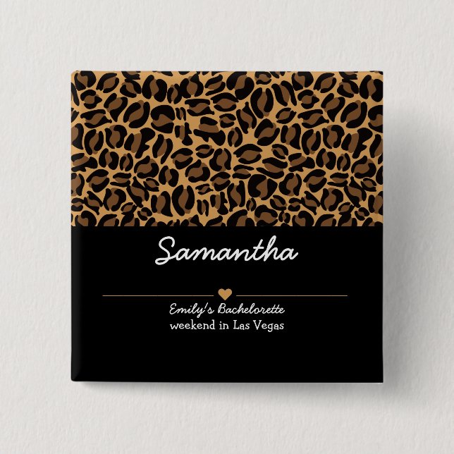 Bachelorette Bride Boujee Trendy Leopard Print  Button (Front)