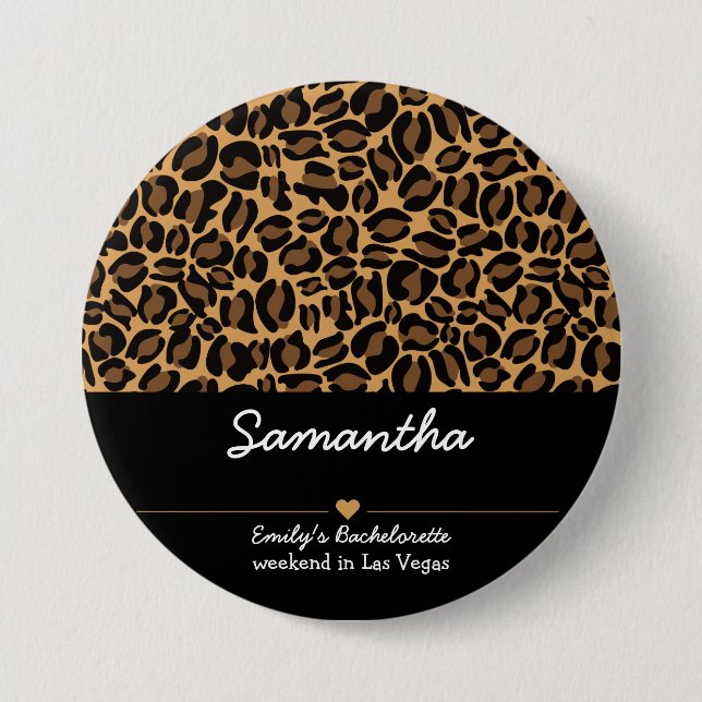 Bachelorette Bride Boujee Trendy Leopard Print  Button (Front)
