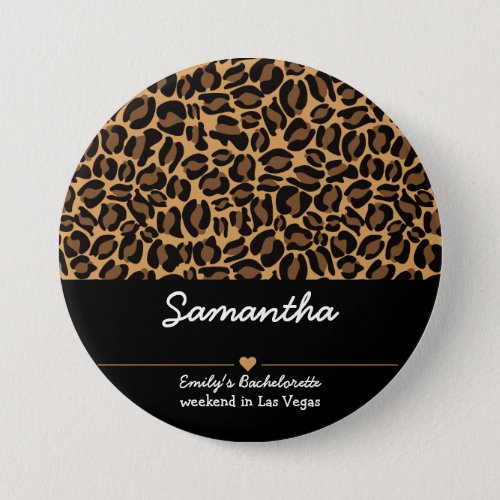 Bachelorette Bride Boujee Trendy Leopard Print  Button