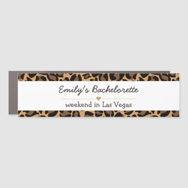 Bachelorette Bride Boujee Trendy Leopard Print  Car Magnet (Front)