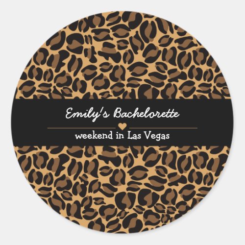 Bachelorette Bride Boujee Trendy Leopard Print  Classic Round Sticker