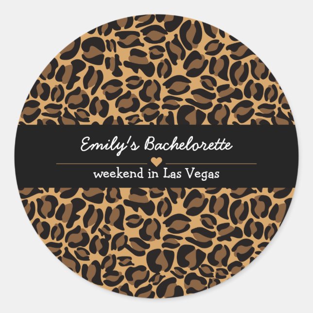 Bachelorette Bride Boujee Trendy Leopard Print  Classic Round Sticker (Front)