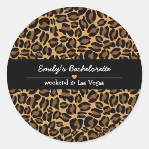 Bachelorette Bride Boujee Trendy Leopard Print Classic Round Sticker