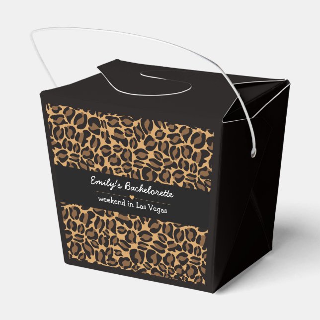 Bachelorette Bride Boujee Trendy Leopard Print  Favor Boxes (Back Side)