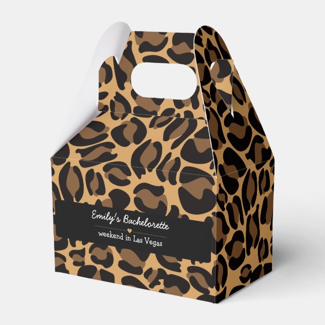 Bachelorette Bride Boujee Trendy Leopard Print  Favor Boxes (Front Side)
