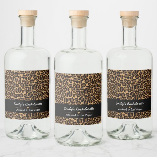 Bachelorette Bride Boujee Trendy Leopard Print  Liquor Bottle Label