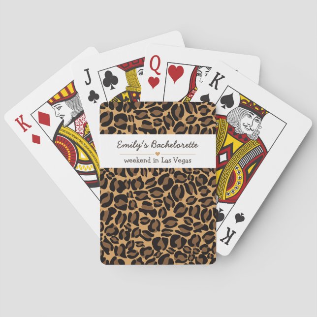 Bachelorette Bride Boujee Trendy Leopard Print  Poker Cards (Back)
