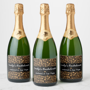 Bachelorette Bride Boujee Trendy Leopard Print Sparkling Wine Label