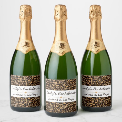 Bachelorette Bride Boujee Trendy Leopard Print  Sparkling Wine Label