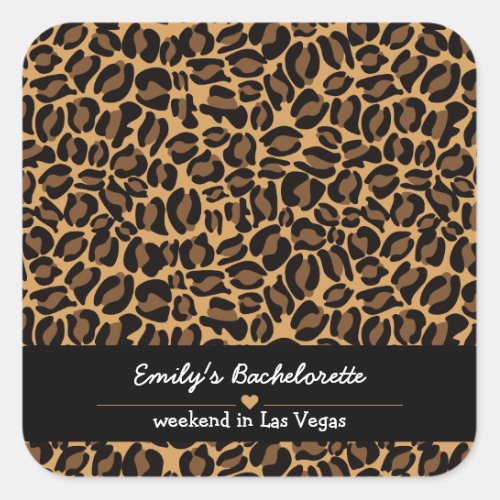 Bachelorette Bride Boujee Trendy Leopard Print  Square Sticker