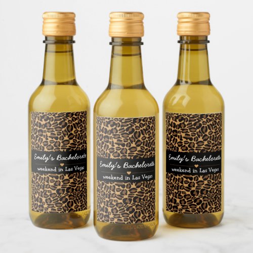 Bachelorette Bride Boujee Trendy Leopard Print  Wine Label