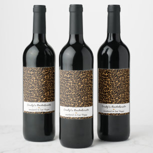 Bachelorette Bride Boujee Trendy Leopard Print Wine Label