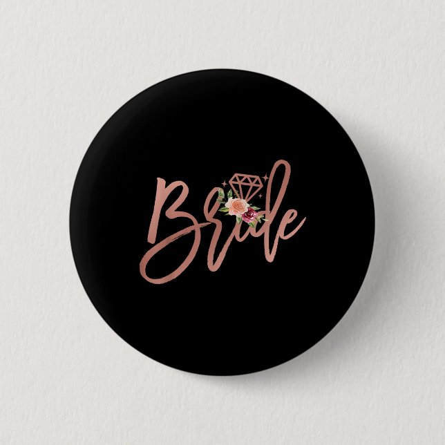 Bachelorette Bride Bridal Wedding Shower Gift Flor Button (Front)