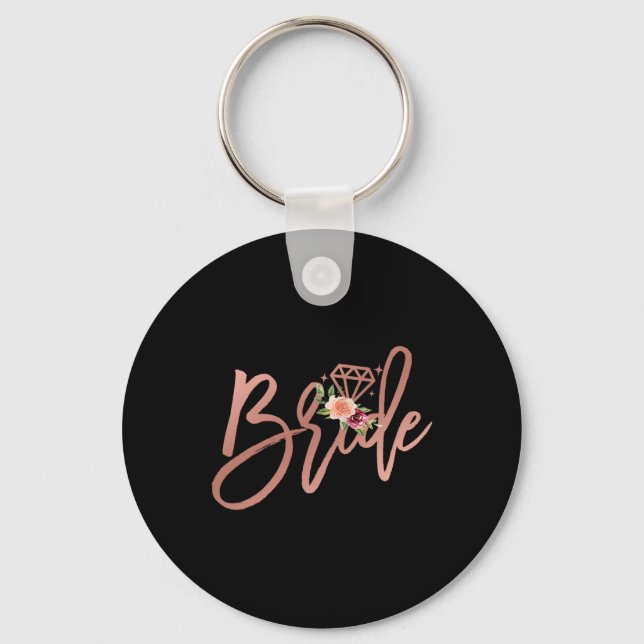 Bachelorette Bride Bridal Wedding Shower Gift Flor Keychain (Front)
