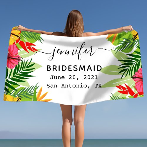 BacheloretteBridesmaid giftwedding Tropical Beach Towel