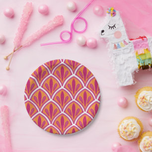 Bachelorette Bright Colorful Pink & Orange Party Paper Plates