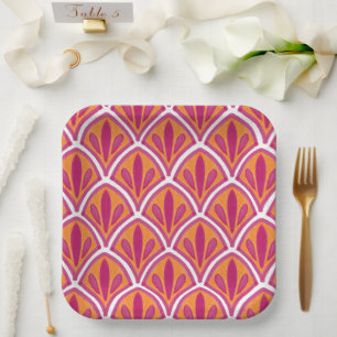 Bachelorette Bright Colorful Pink & Orange Party Paper Plates