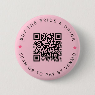 Bachelorette Buy The Bride A Drink Pink QR Code  Button