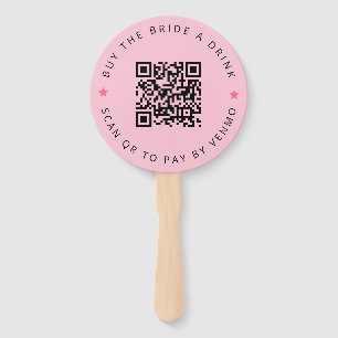 Bachelorette Buy The Bride A Drink Pink QR Code Hand Fan