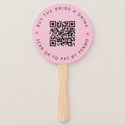 Bachelorette Buy The Bride A Drink Pink QR Code  Hand Fan