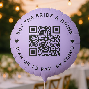 Bachelorette Buy The Bride A Drink Purple QR Code Balloon