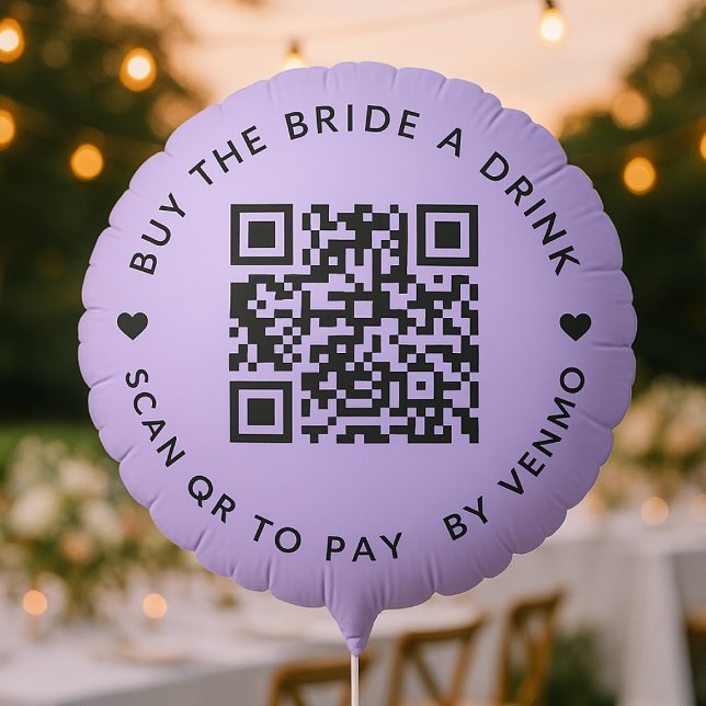 Bachelorette Buy The Bride A Drink Purple QR Code Balloon (Creator Uploaded)