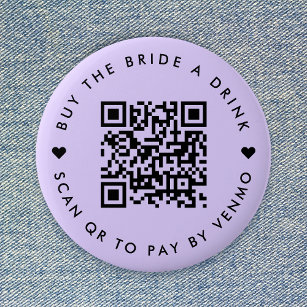 Bachelorette Buy The Bride A Drink Purple QR Code Button