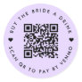 Bachelorette Buy The Bride A Drink Purple QR Code Classic Round Sticker