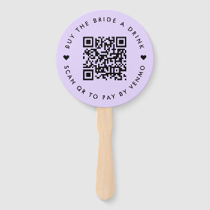 Bachelorette Buy The Bride A Drink Purple QR Code Hand Fan