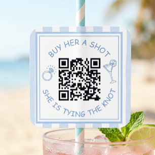 Bachelorette Buy the Bride a Drink QR Code Party Square Sticker
