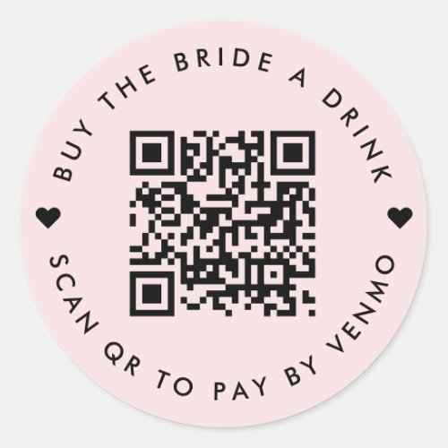 Bachelorette Buy The Bride A Drink  QR Code Pink Classic Round Sticker