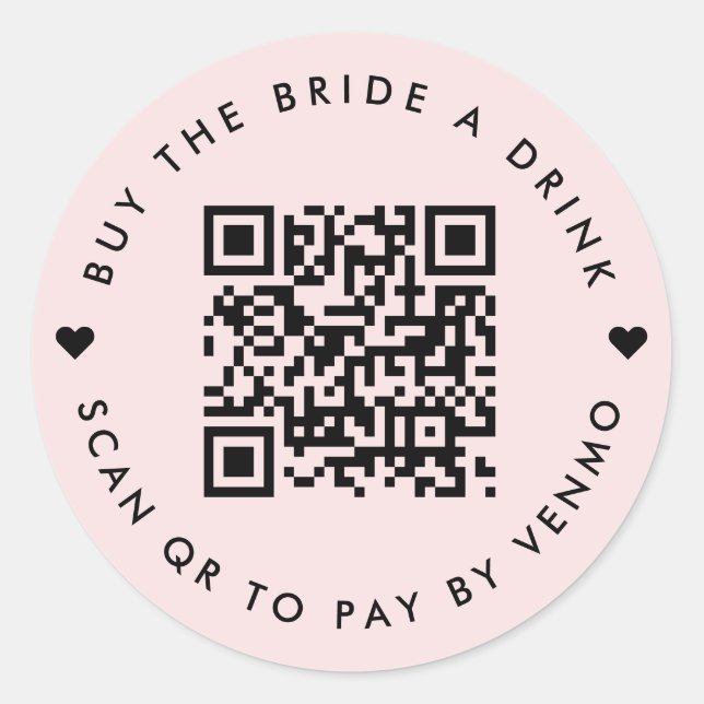 Bachelorette Buy The Bride A Drink | QR Code Pink Classic Round Sticker (Front)