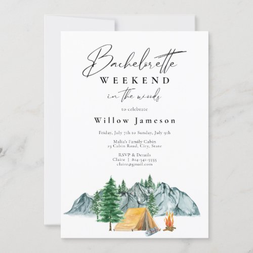 Bachelorette Camping Weekend in the Woods Invitation