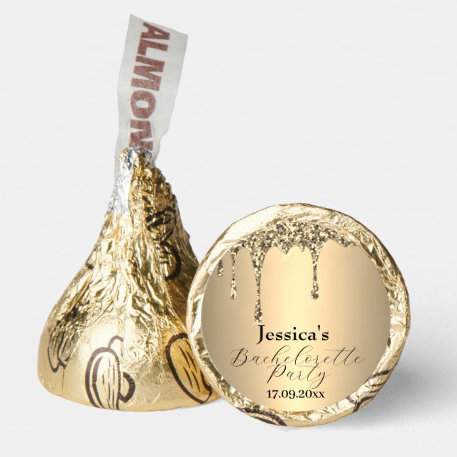 Bachelorette Candy Favors Rose Gold Glitter Drip  (Front)