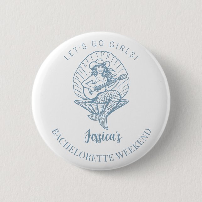 Bachelorette coastal cowgirl beach bach button (Front)