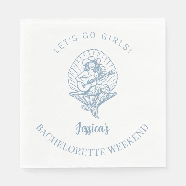 Bachelorette coastal cowgirl beach bach napkins (Front)