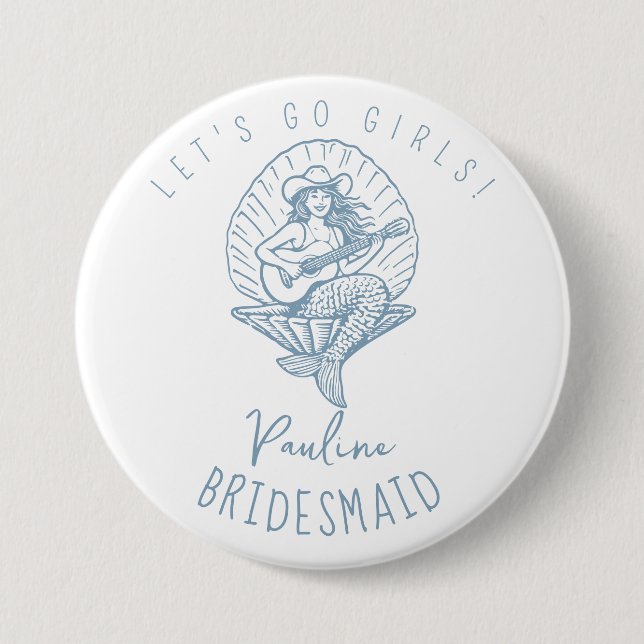Bachelorette coastal cowgirl bridesmaid button (Front)