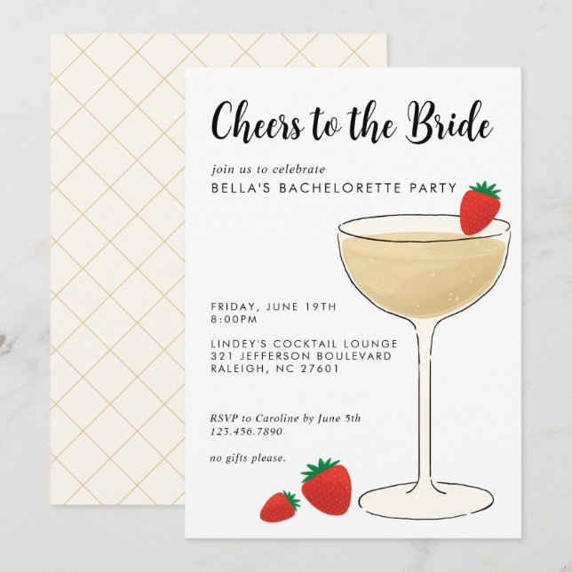 Bachelorette Cocktail Party Invitation (Front/Back)