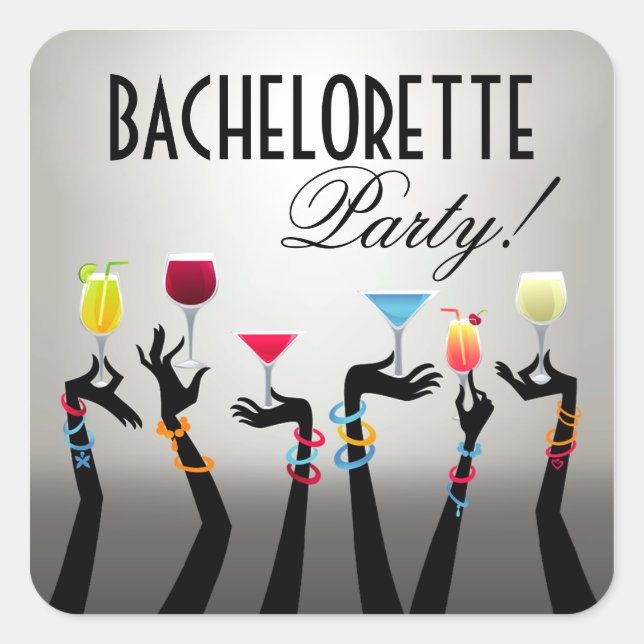 Bachelorette Cocktail Party Square Sticker (Front)