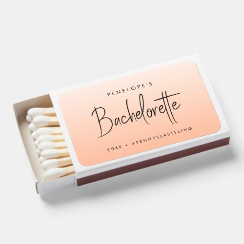 Bachelorette  Coral Ombre Elegant Peach Matchboxes