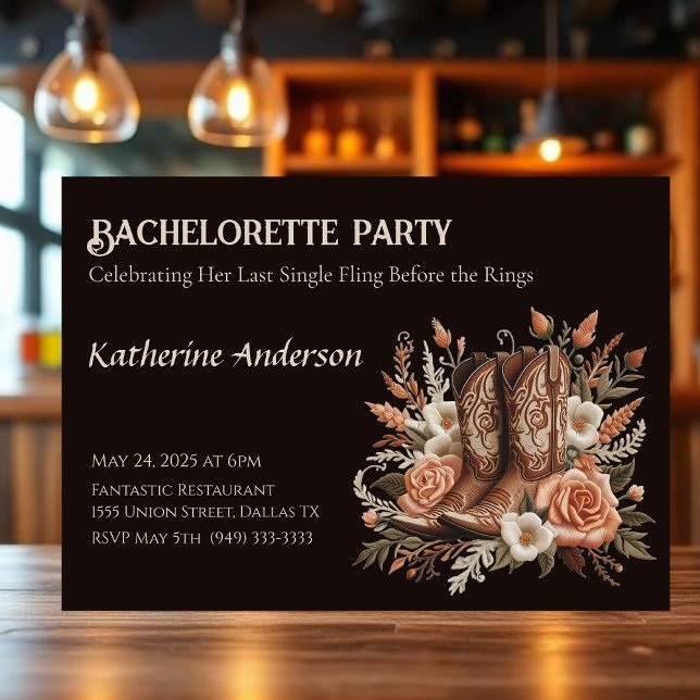Bachelorette Country Western- Flowers Invitation (Bachelorette Country Western- Flowers Invitation)