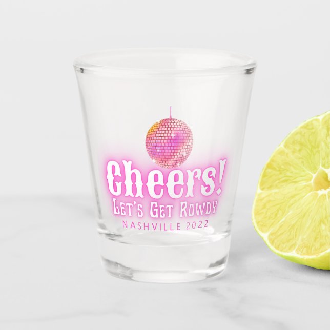 Bachelorette Cowgirl Disco Customized Shot Glass (Front)