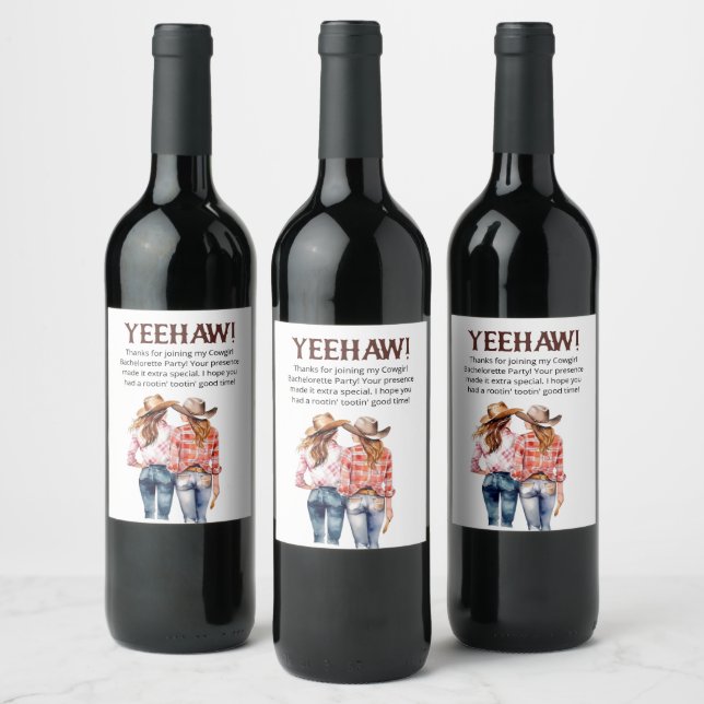 Bachelorette Cowgirl Wine Label (Bottles)