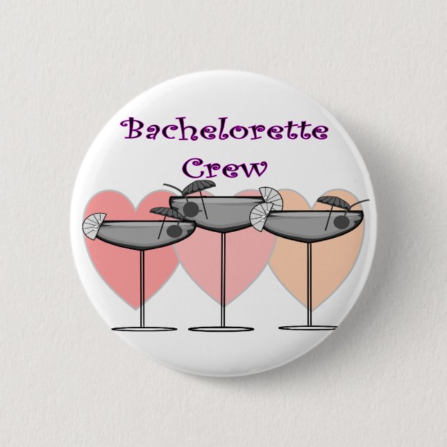 "Bachelorette Crew"  Bridal Party T-Shirts Button (Front)