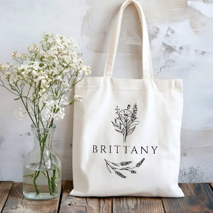 Bachelorette Custom Name Rustic Floral Wedding Tote Bag