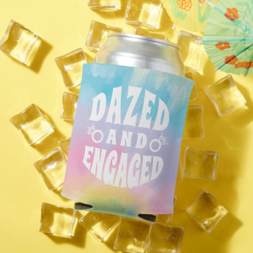 Bachelorette Dazed and Engaged Tie_dye Can Coolers